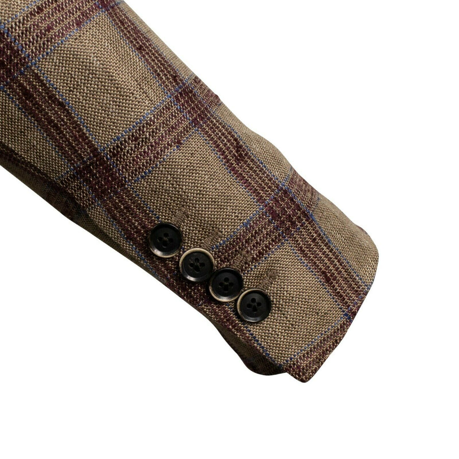 Drop 8 Plaid Silk Blend Two Button Sport Coat - Brown