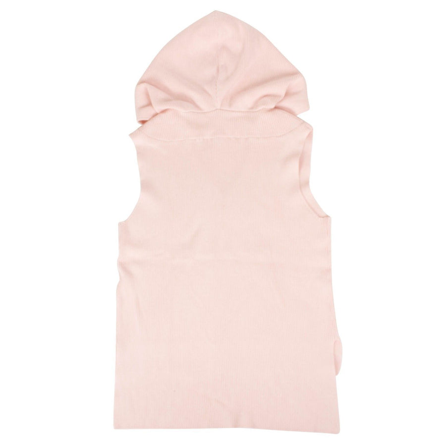 Ribbed Sleeveless Hoodie Sweatshirt - Pink