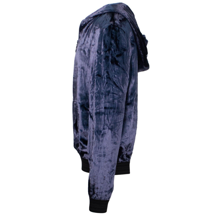 Velour Half Zip Pull Over Hoodie - Navy