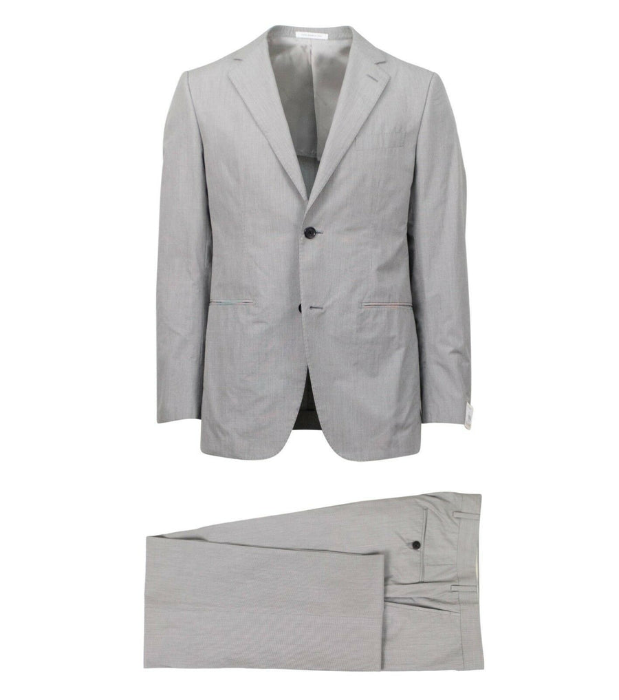 Drop 7 Cotton Two Button Slim/Trim Fit Suit - Light Grey