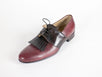 Leather Fringe Lace Up Oxfords - Burgundy / Brown