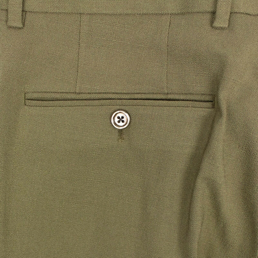 Rayon Pleated Dress Pants - Olive Green