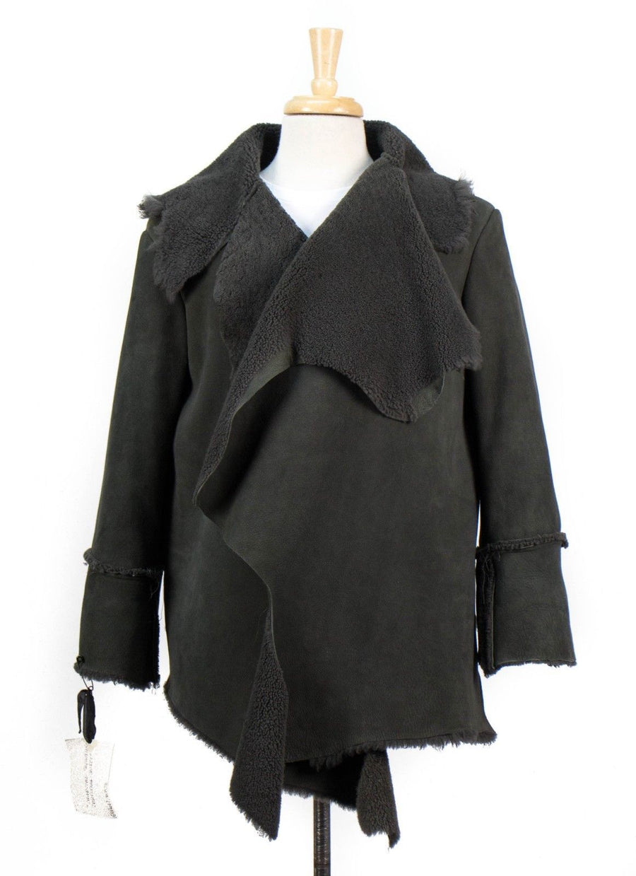 Shearling Leather 'Christian' Jacket - Gray