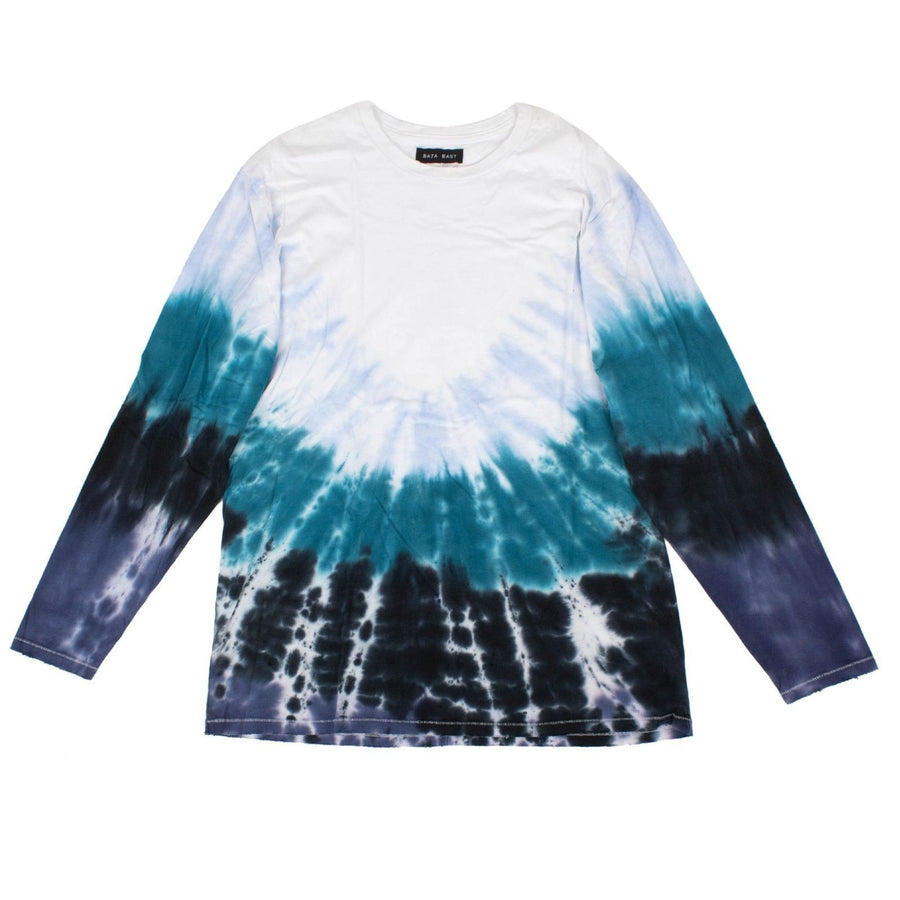 Tie Dye Long Sleeve Oversize T-Shirt - Blue