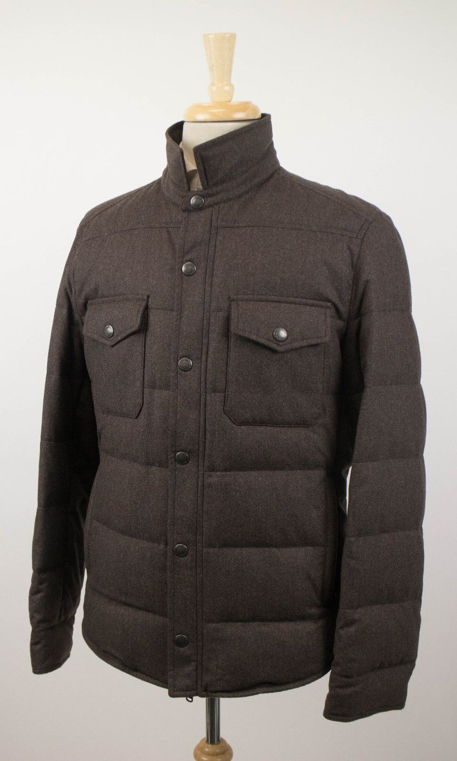 Cashmere Blend Puffer Jacket - Brown