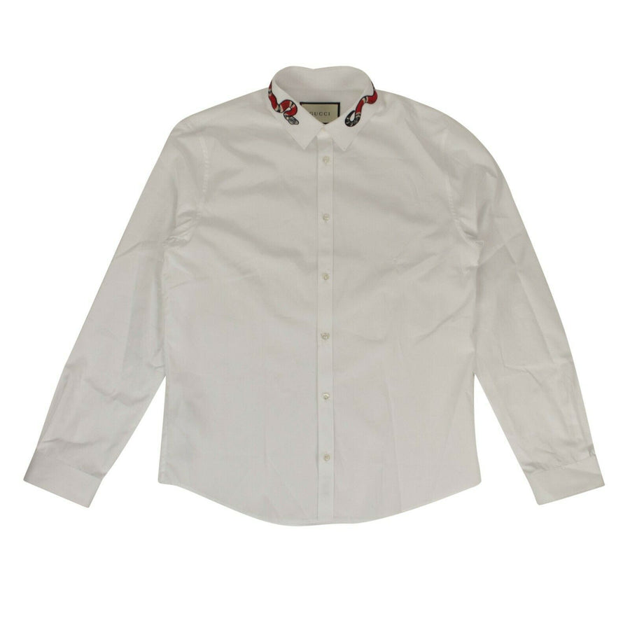 Cotton 'Duke' With Snake Button Down Dress Shirt - White