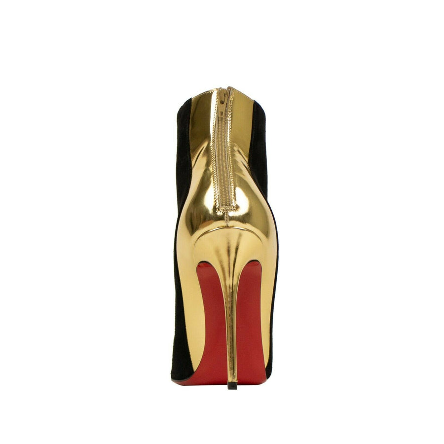 Delicotte Suede And Patent Short Boots - Black / Gold