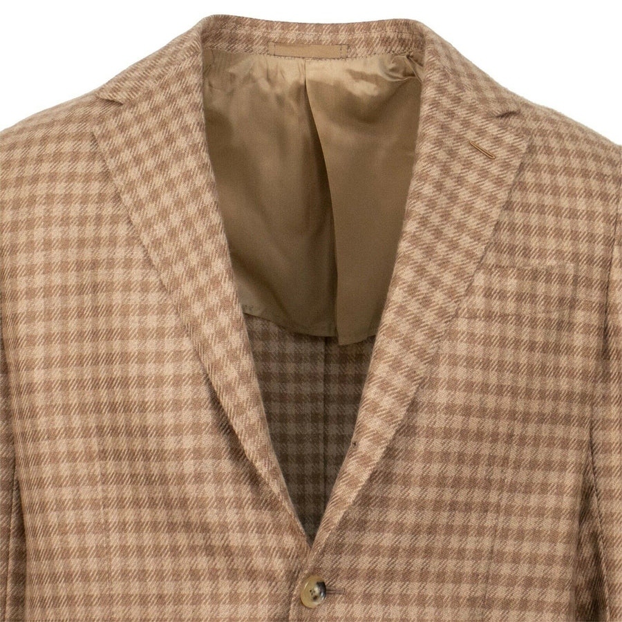 Drop 8 Check Camel Hair 3 Roll 2 Button Sport Coat - Brown