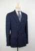 Wool Blend Windowpane Check Double Breasted Sport Coat - Blue