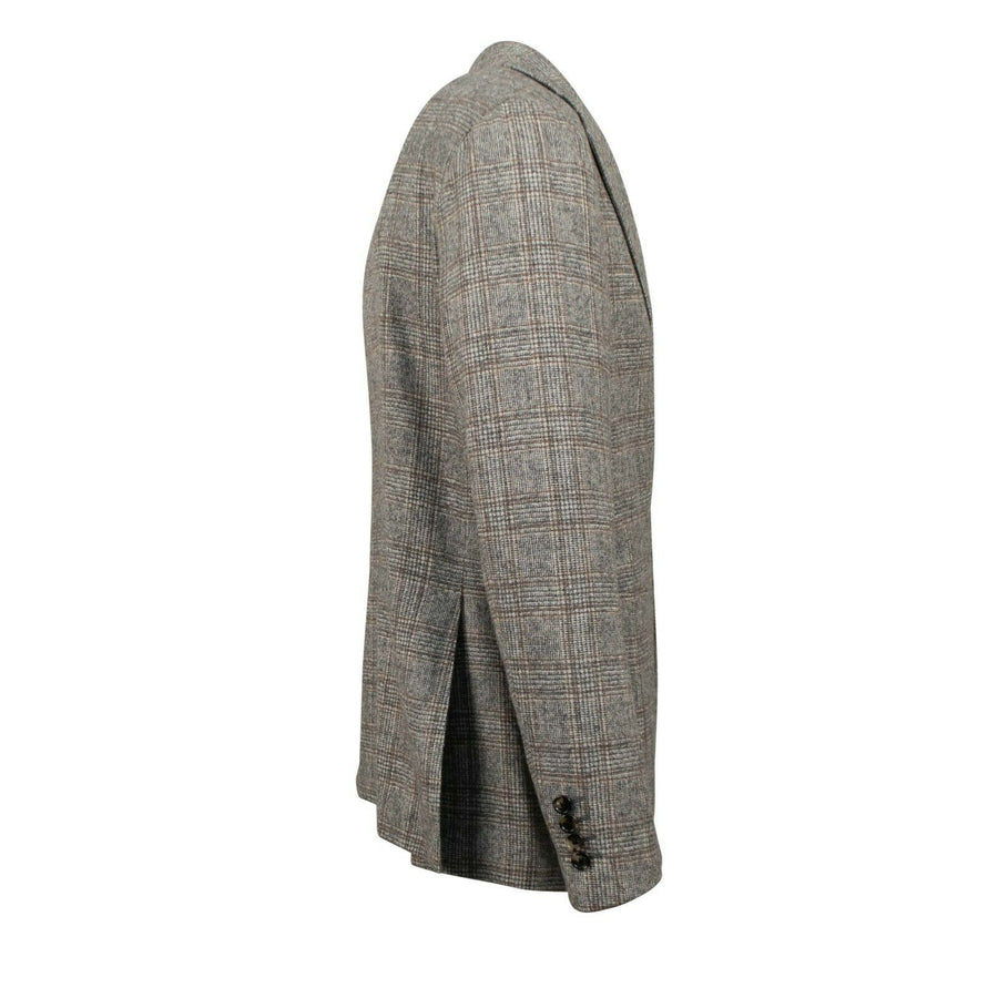 Drop 6 Plaid 3 Roll 2 Button Wool Blend Sport Coat - Brown / Gray