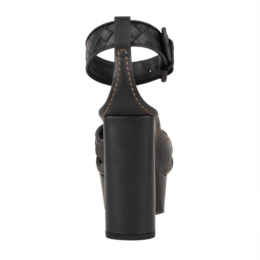 Intrecciato Leather Leather Platform Pumps - Black