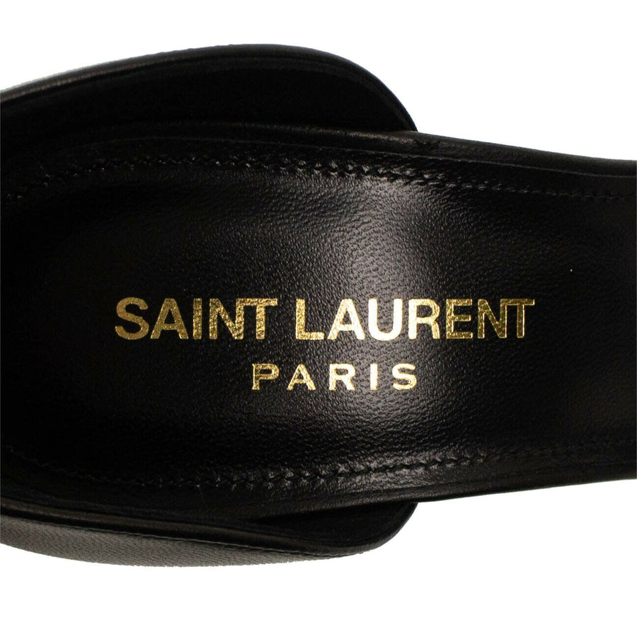 Leather Opyum YSL Heel Sandals - Black