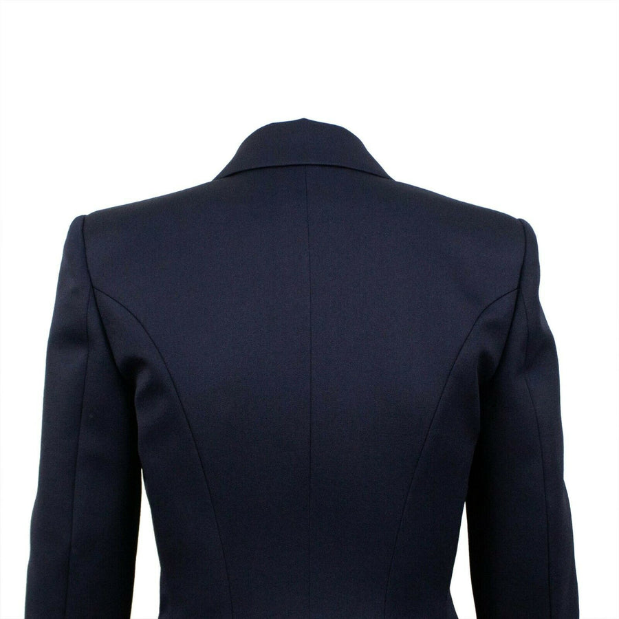 Wool Double Breasted Gold Buttons Blazer - Navy Blue