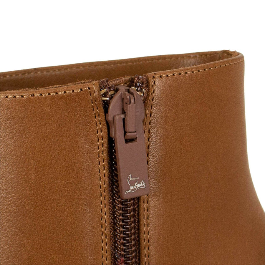 'Adox' 85mm Leather Boots Heels - Brown