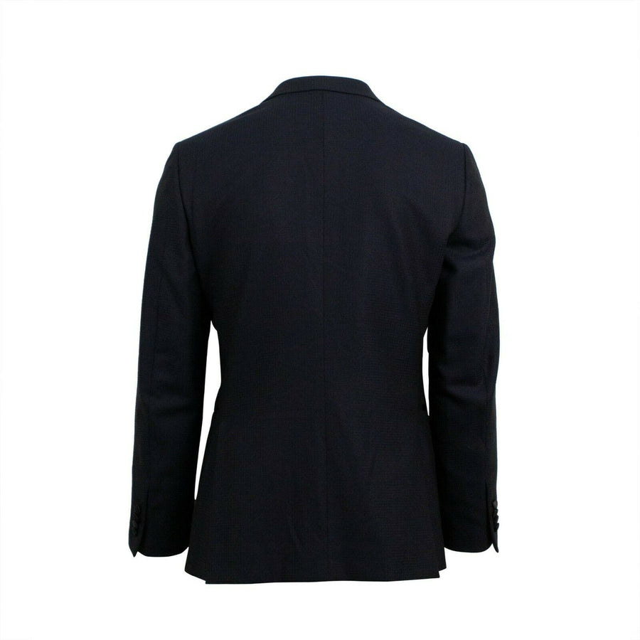 Small Check Wool Two Button Suit - Navy