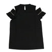 Crewneck Cold Shoulder Ruffle Sleeve T-Shirt Top - Black