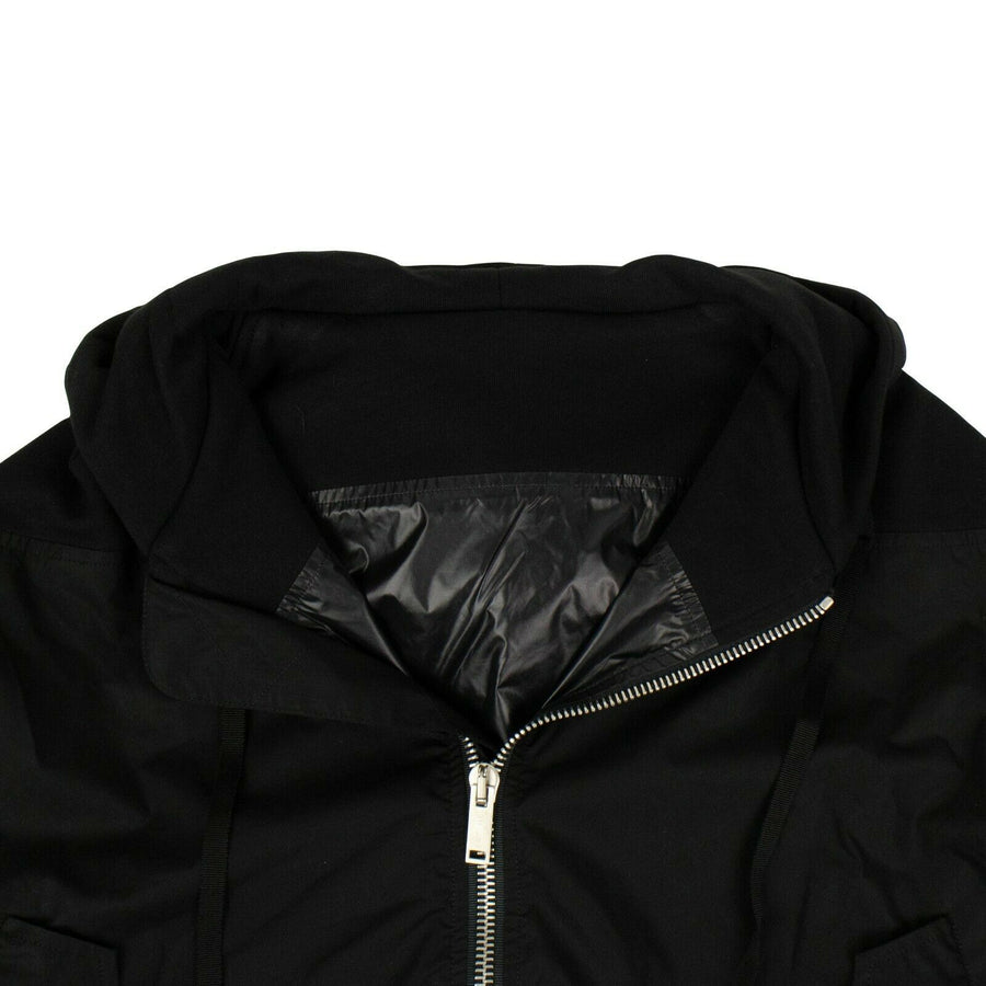 Cotton Hybrid Cropped Bomber Jacket - Black