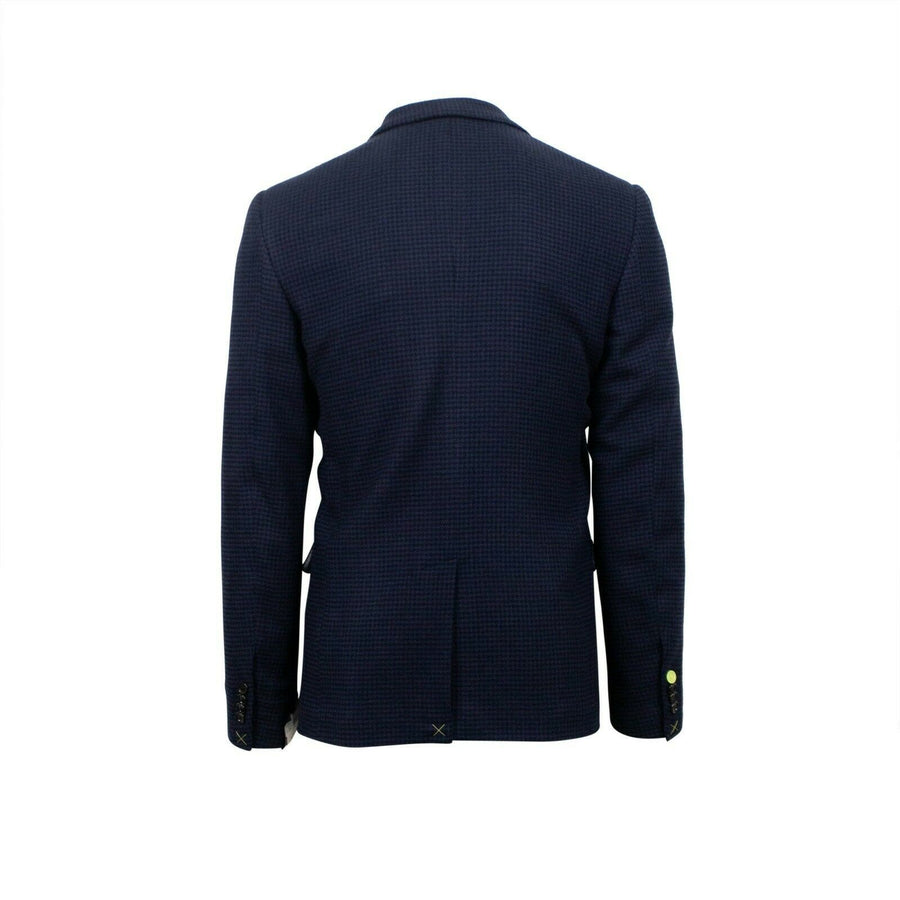 Drop 10 Houndstooth 2 Button Wool Blend Sport Coat - Navy Blue