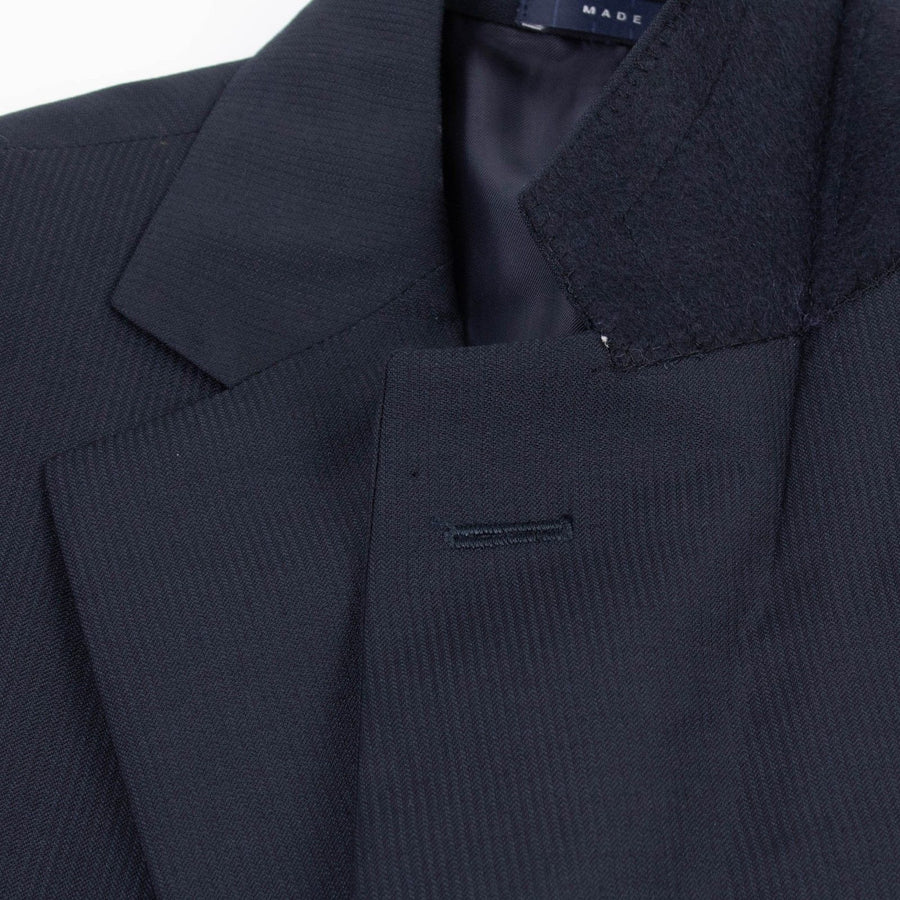 Drop 4 Shadow Striped Wool Two Button Suit - Navy