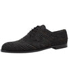 Patterned Raffia Lace Up Oxfords - Black