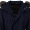 Cashmere Blend Hooded Zip Up Coat - Blue