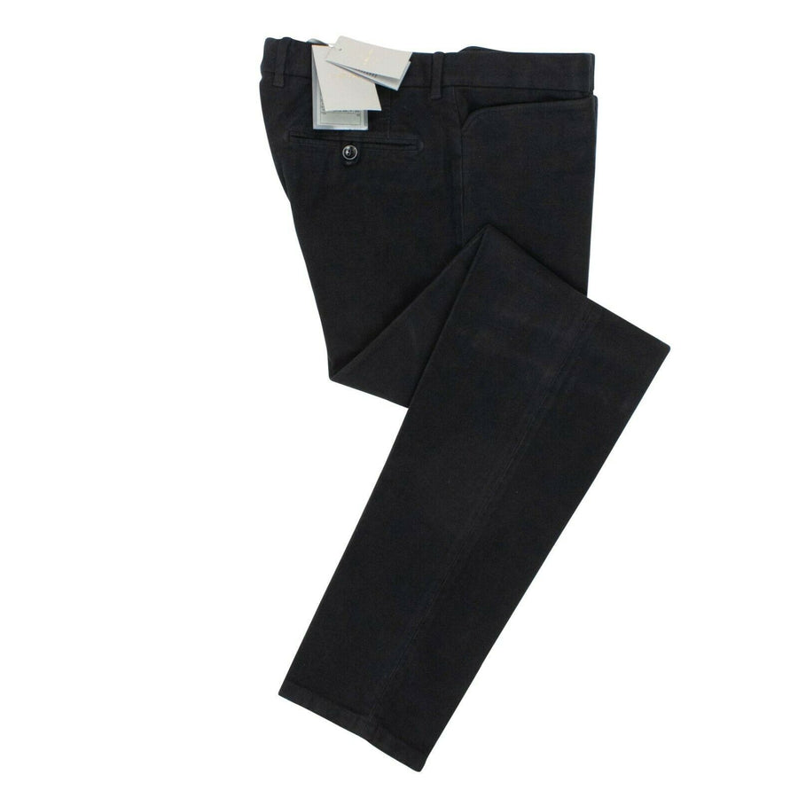 Cotton Blend Suede Pants - Black