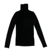 Velour Mock Neck Long Sleeve Top - Black