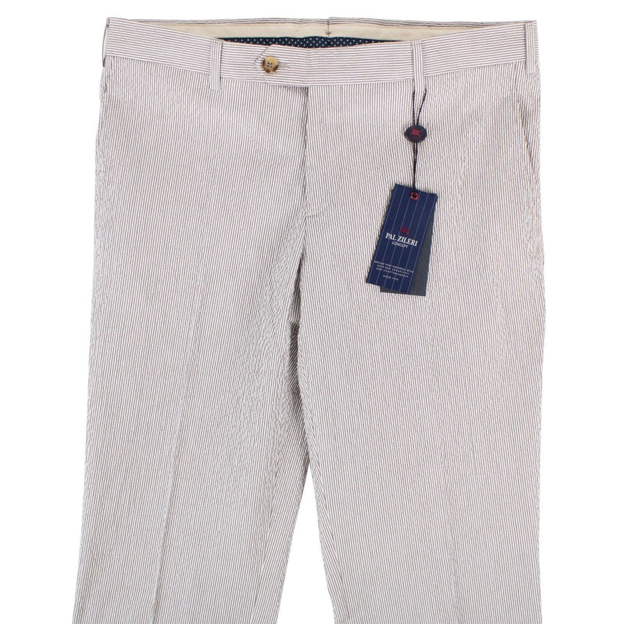 Gray Pinstripe Cotton Blend Dress Pants