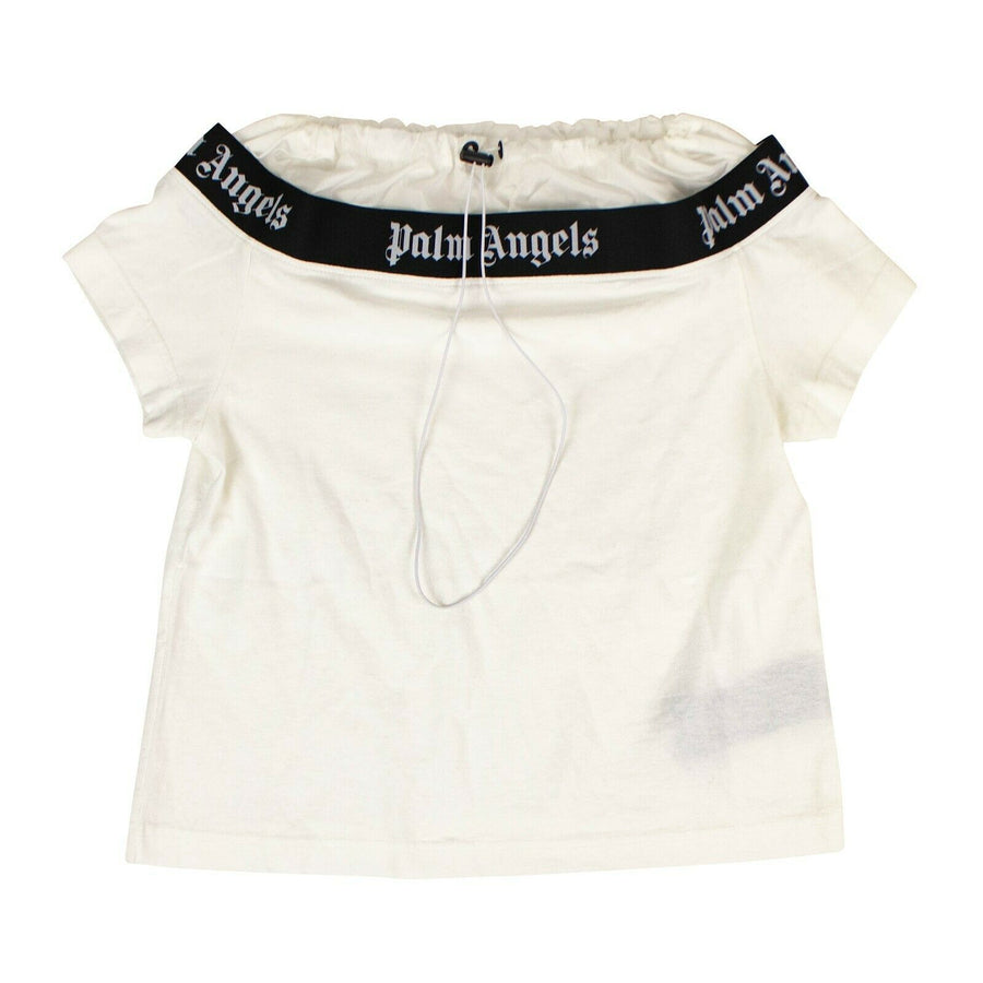 Off-Shoulders Logo Band T-Shirt - White