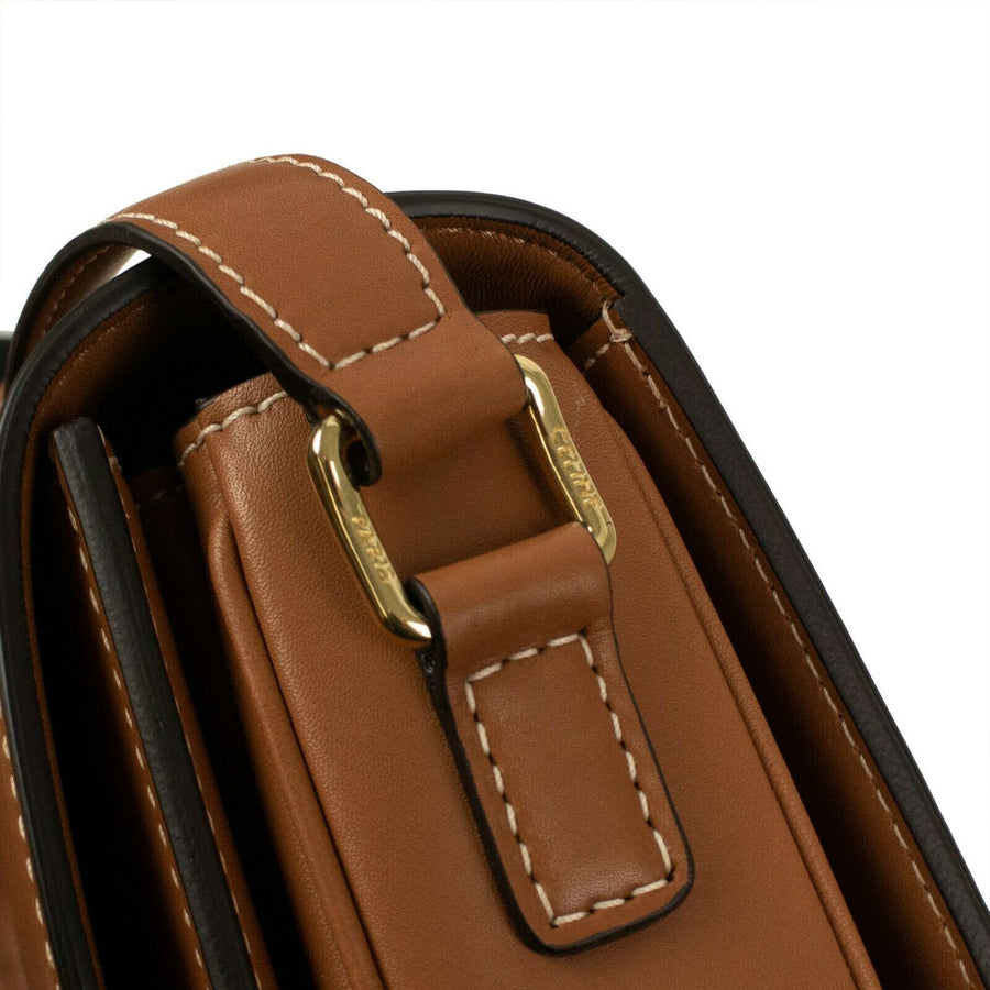 Shiny Calfskin Leather Medium Triomphe Cross Body Bag - Tan