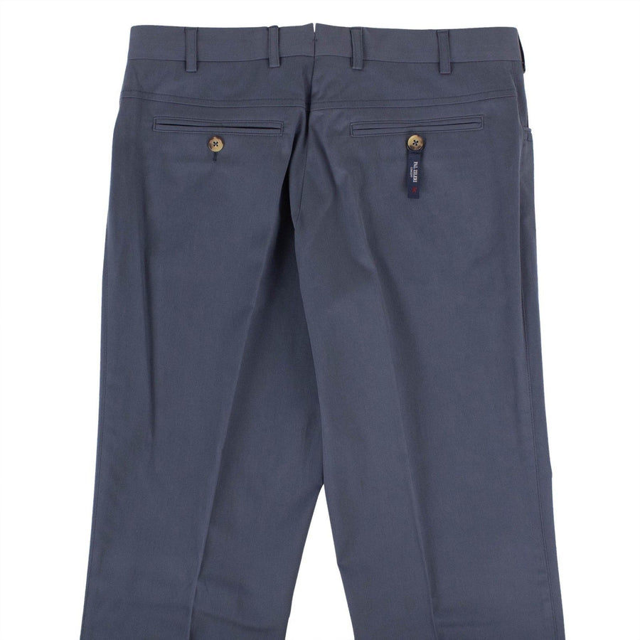 Blue Cotton Blend Dress Pants
