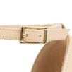 Leather Bow Ankle Strap Wedges - Beige