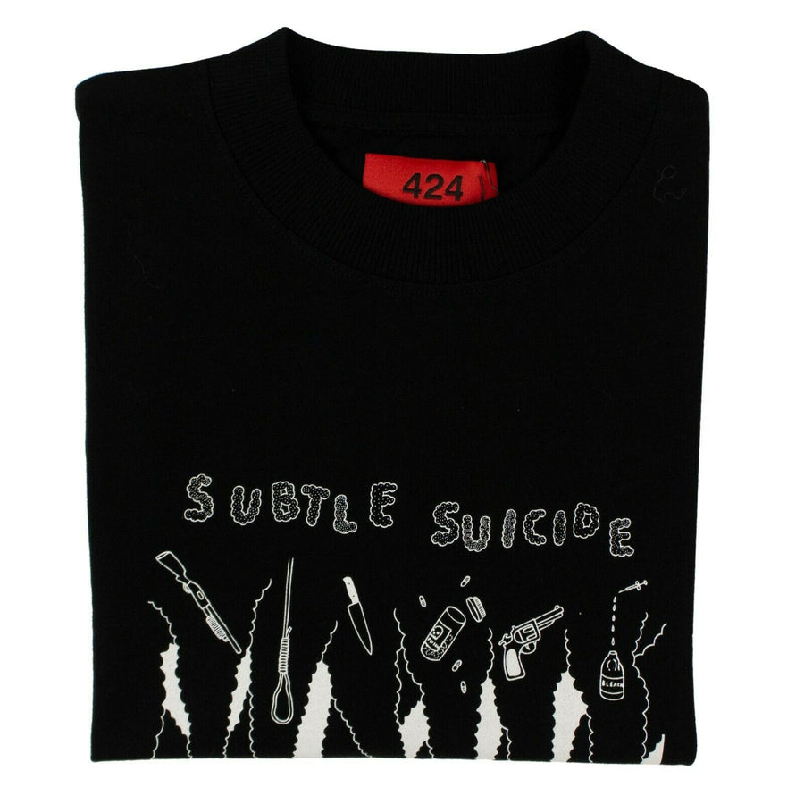 Short Sleeve Subtle Suicide Cotton T-Shirt - Black