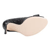 Glitter Peep Toe Bow Pumps - Black