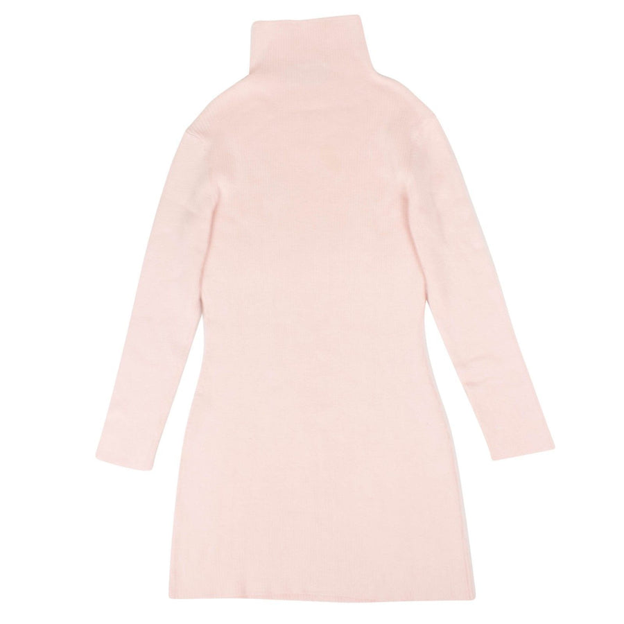 Ribbed Long Sleeve Turtleneck Sweater Dress - Pink