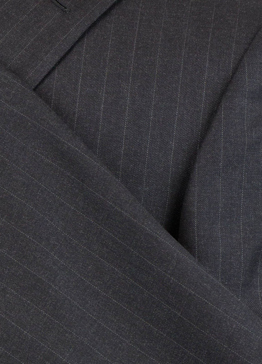 Striped Wool 3/2 Button Suit - Gray
