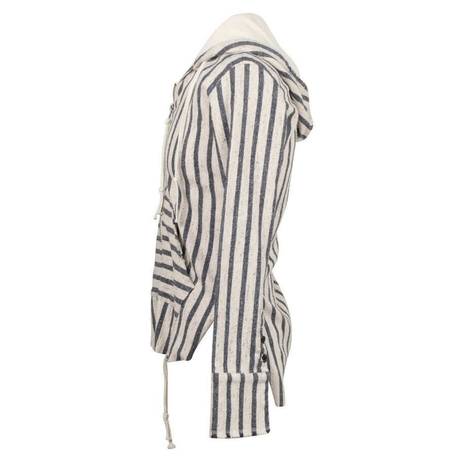 Striped Blanket Baja Studio Hoodie - Cream / Navy