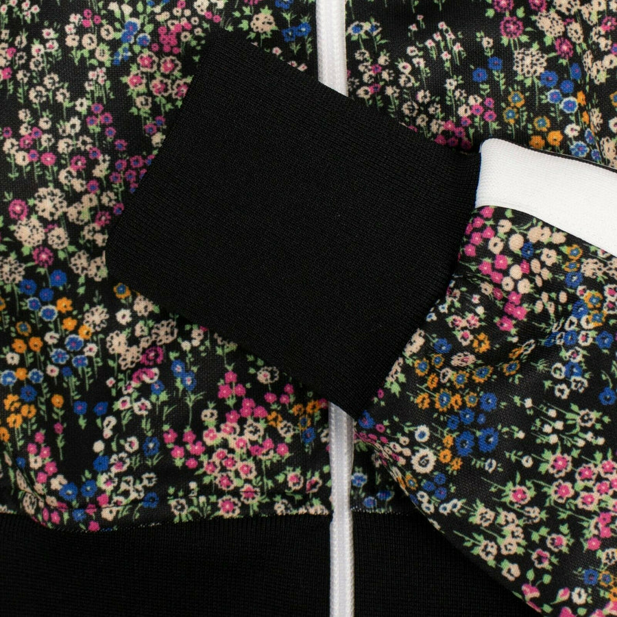 Stripe Floral Print Crop Track Jacket - Multi