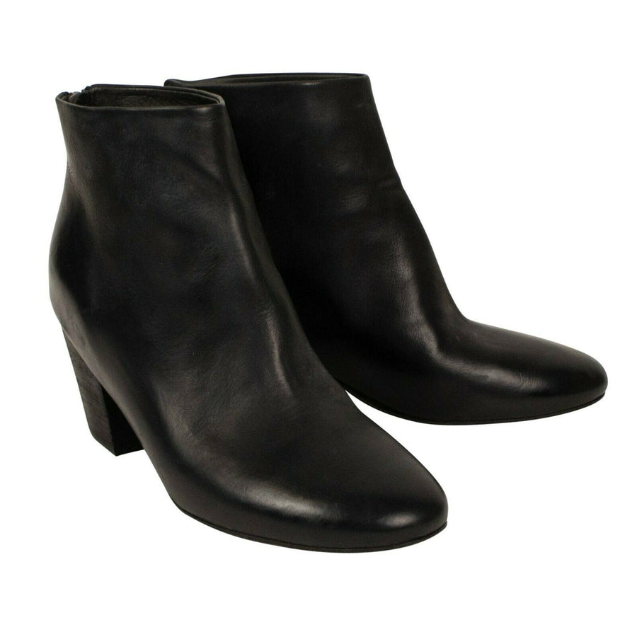 Pennolina  Calf Skin Leather Ankle Heels Boots - Black