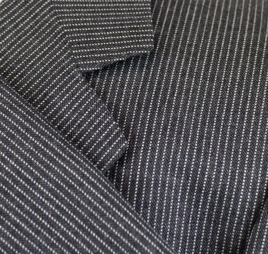 Drop 7 Striped Wool 3 Roll 2 Button Suit - Gray