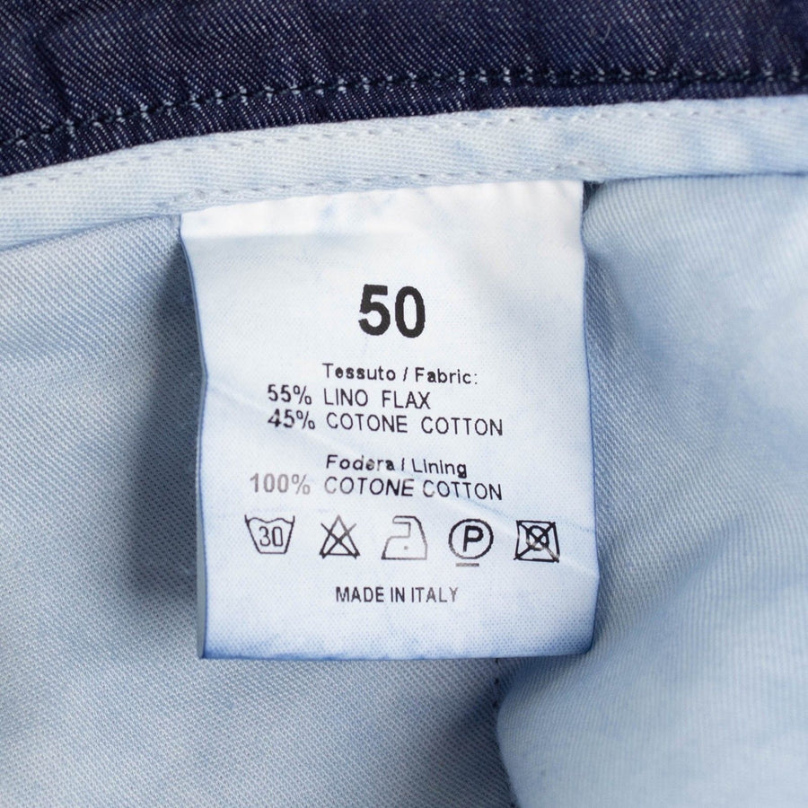 Blue Cotton Blend Dress Pants