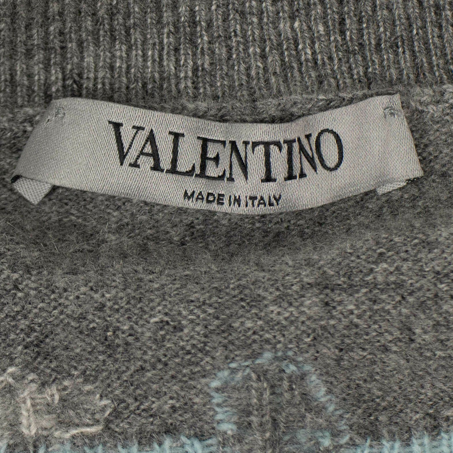 Cashmere Tree Design On Back Sweater - Gray / Teal