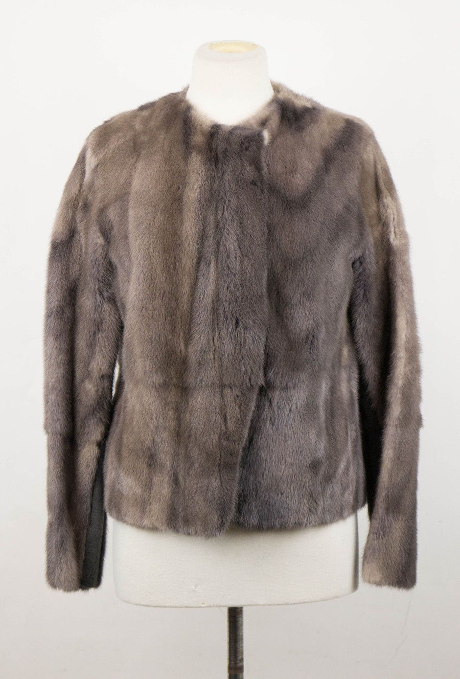 Mink Fur W/ Leather Jacket - Taupe Gray