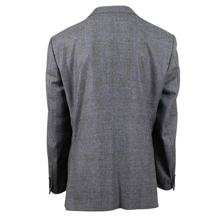 Glen Plaid Wool Two Button 3 Piece Suit - Gray