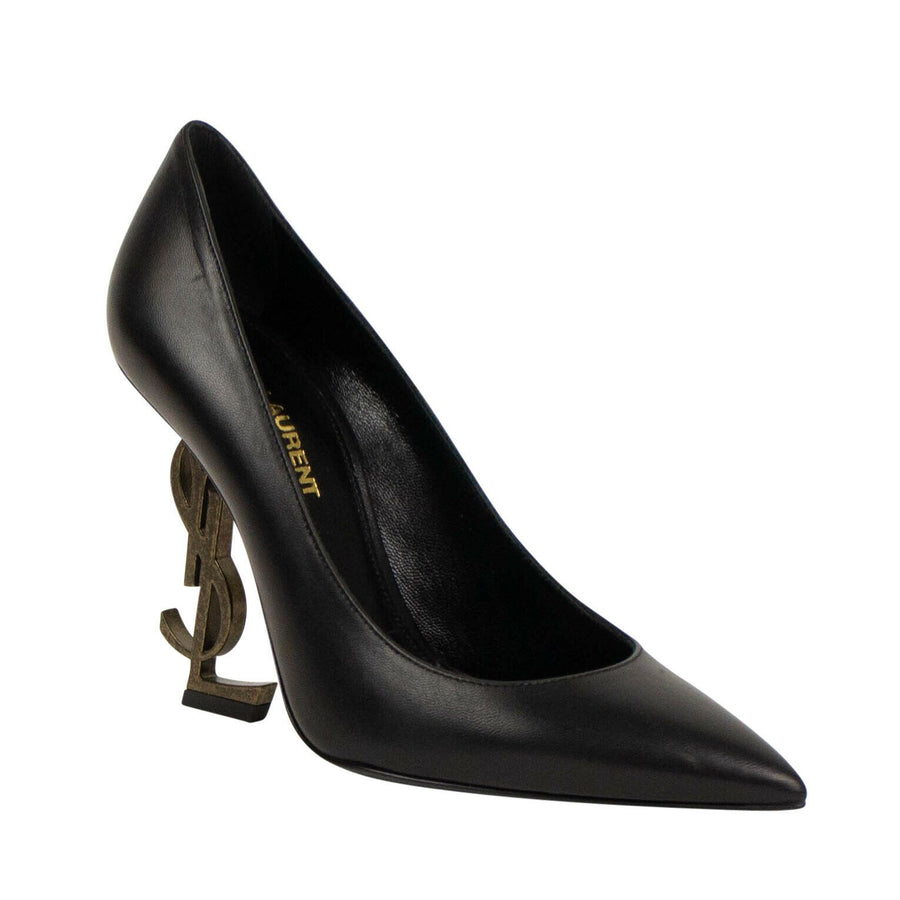 Leather Opyum YSL Logo Pumps - Black
