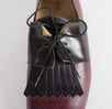 Leather Fringe Lace Up Oxfords - Burgundy / Brown