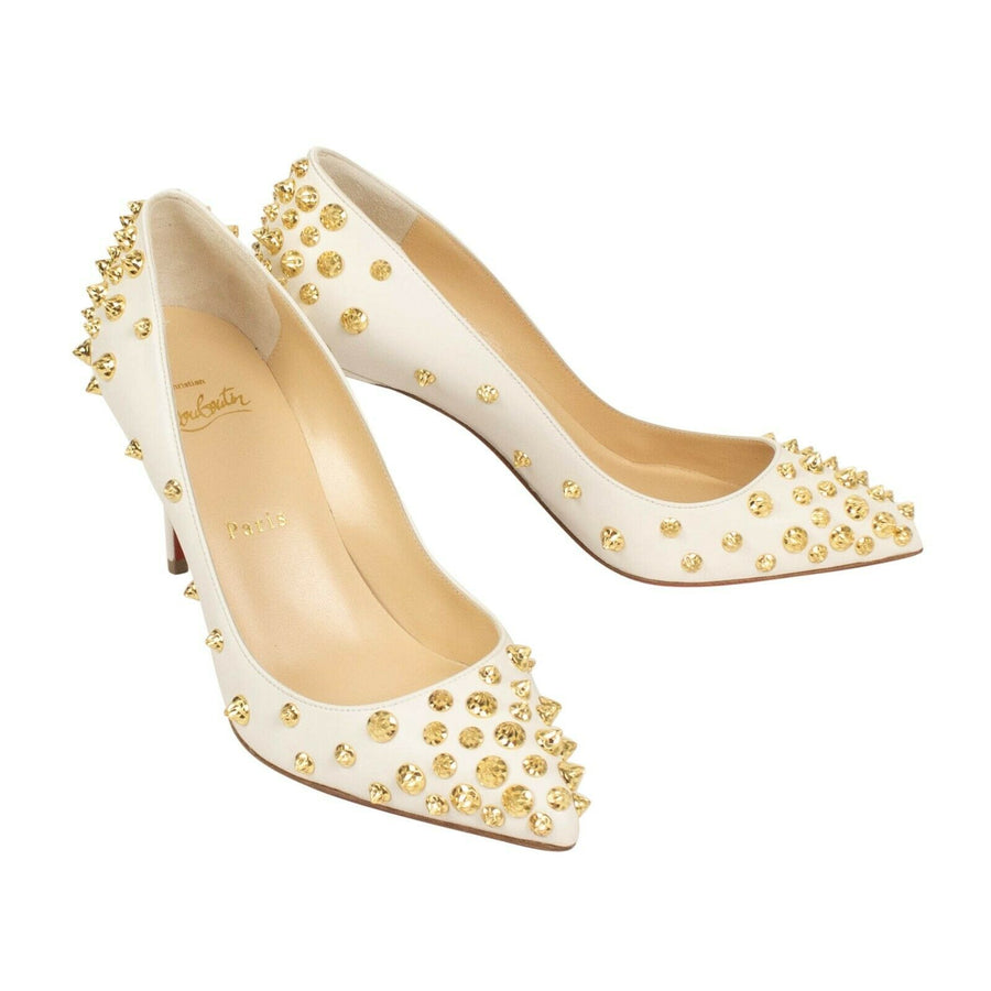 Aimantaclou Leather Studded 85mm Pumps - White