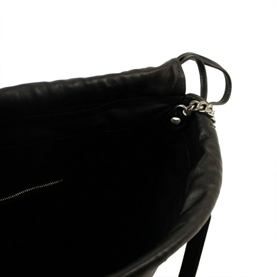 Leather Gem Stud Embellished Bucket Handbag - Black