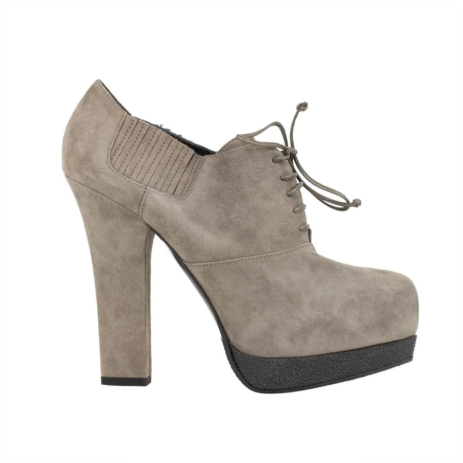 Suede Laced Platform Pumps  - Gray