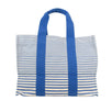 Cotton Striped Cabayadere Canvas Beach Bag - Blue / White